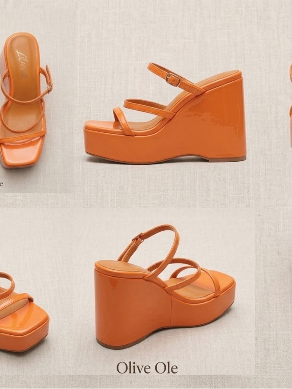 Orange Patent Platform Wedge Sandal